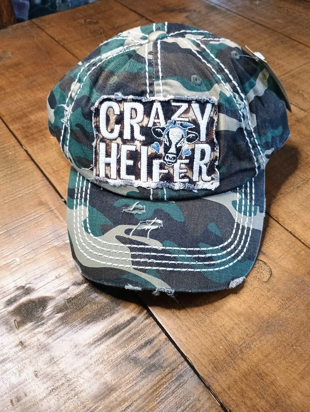 Crazy Heifer Camo Baseball Cap - Green Camouflage